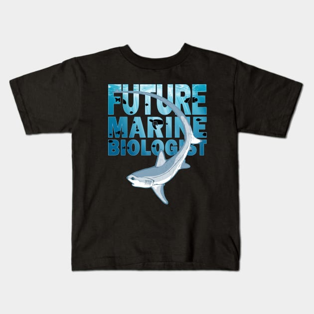 Thresher Shark Future Marine Biologist Kids T-Shirt by NicGrayTees